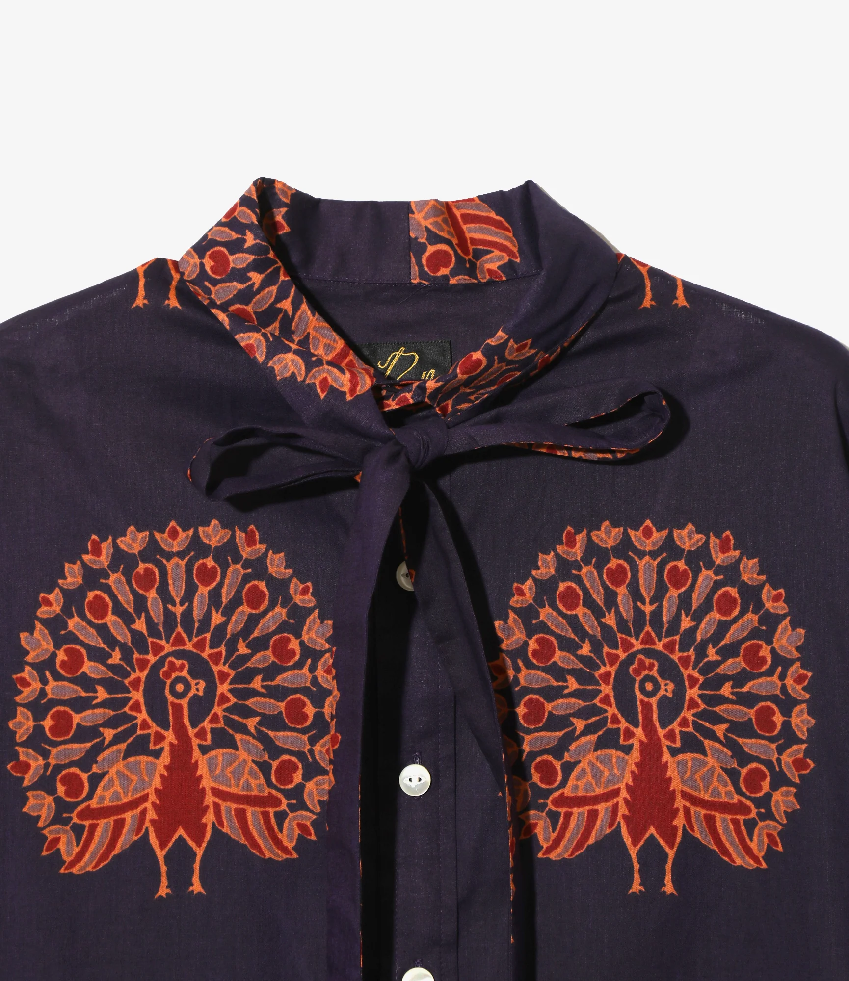 Ascot Collar Dress -  Peacock - Printed Cotton Lawn - Image 3