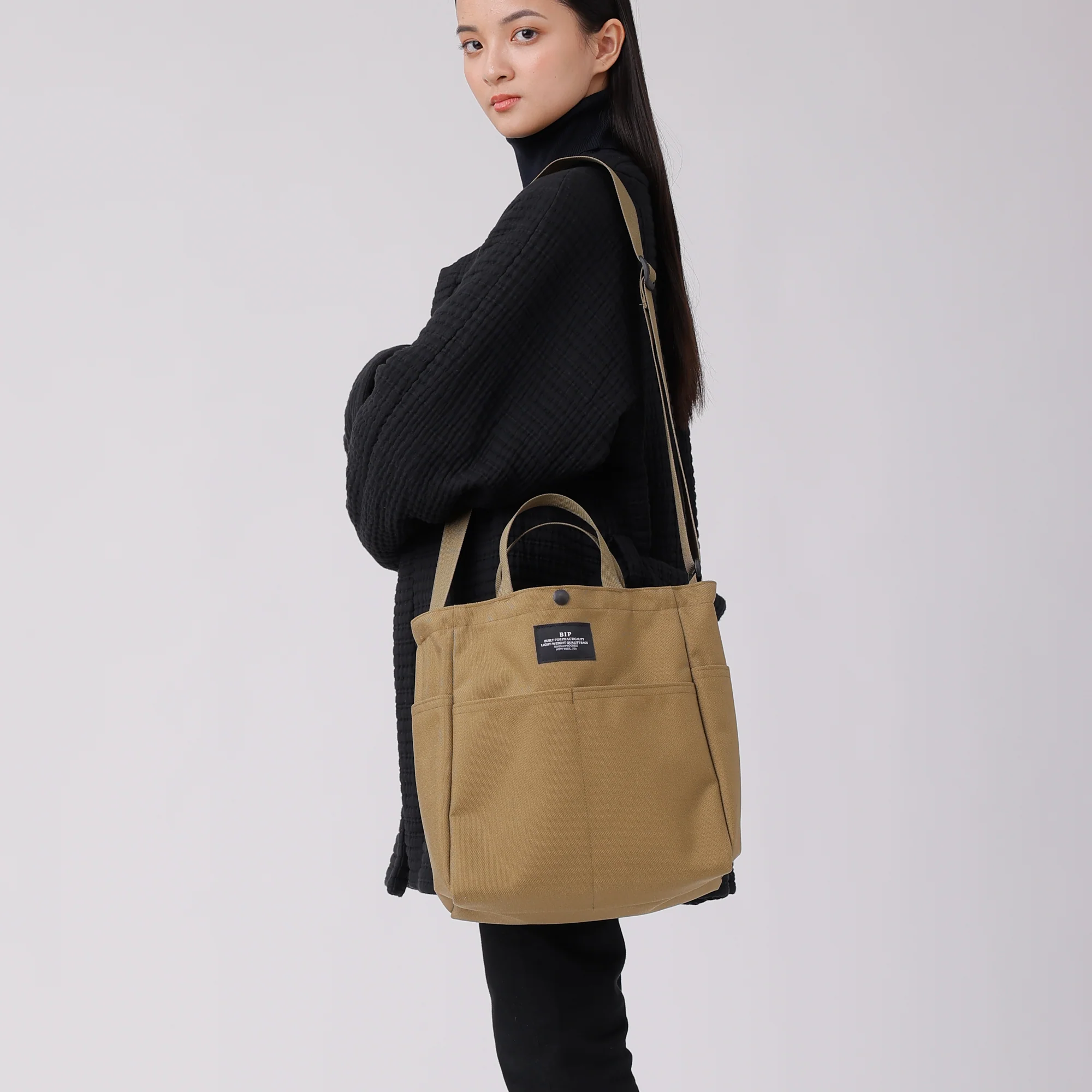 Multi-pocket Bag Medium - Khaki Nylon Canvas - Image 7