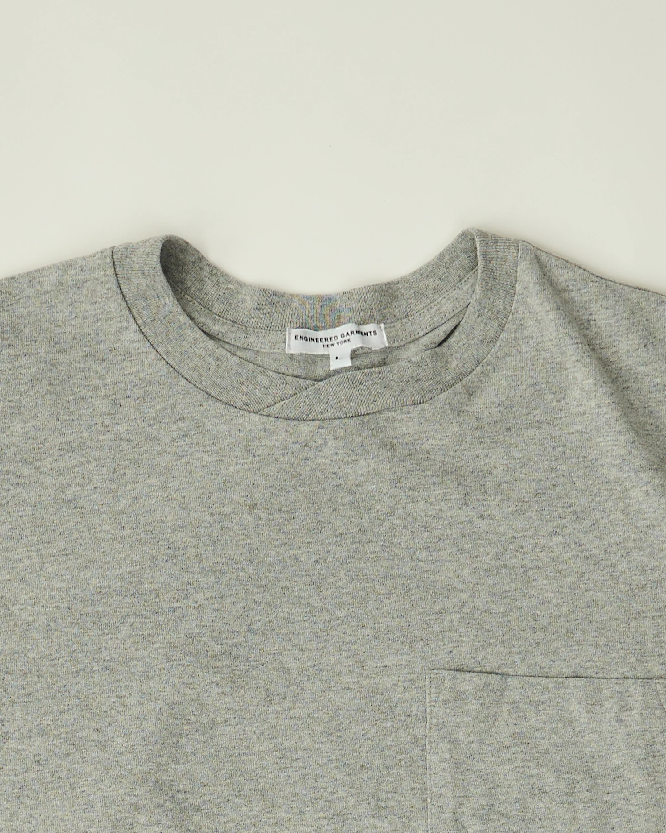 Cross Crew Neck  Pocket Tee - Heather Grey - Image 3