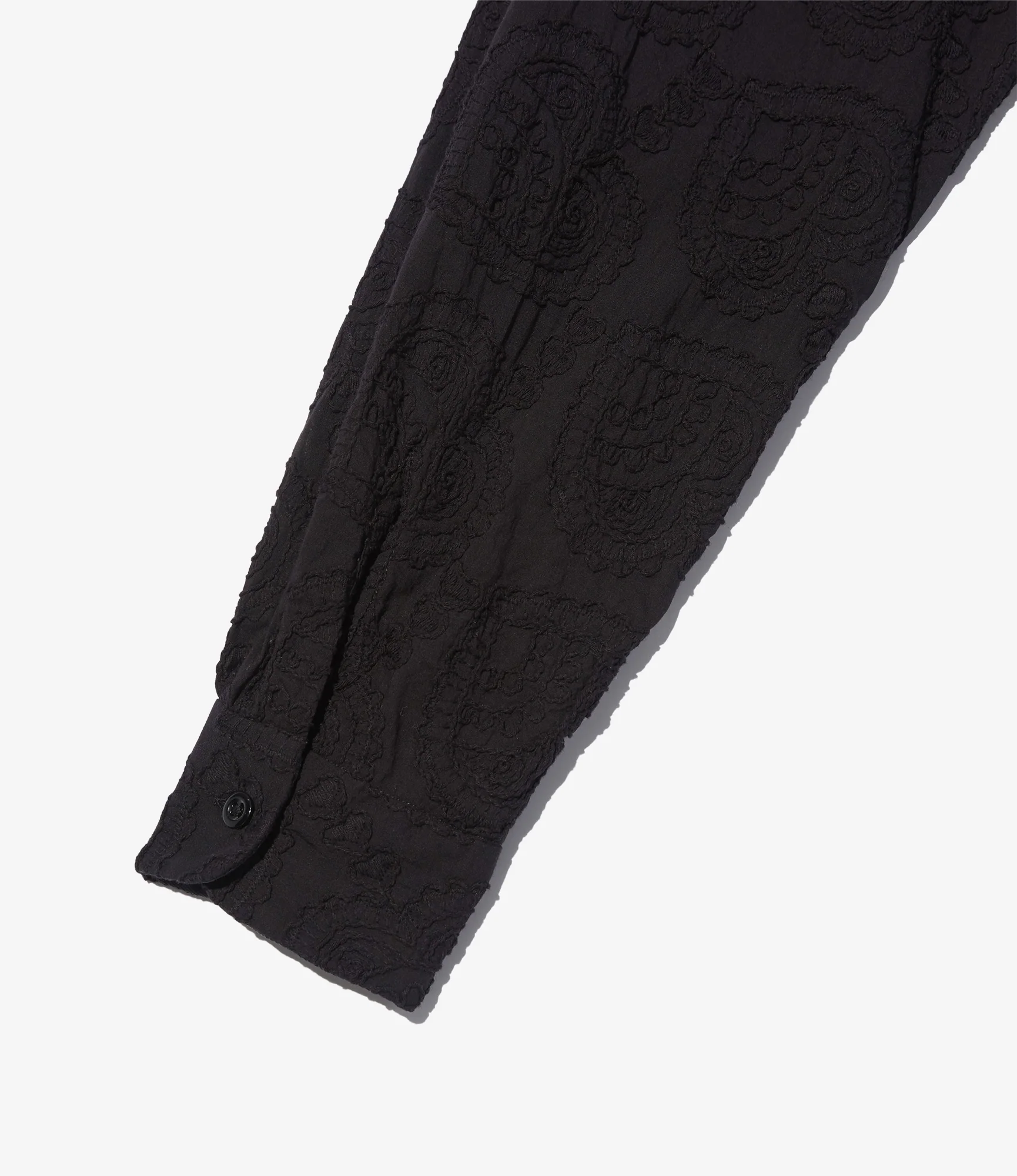 Classic Shirt - Black Cotton Paisley Embroidery - Image 4