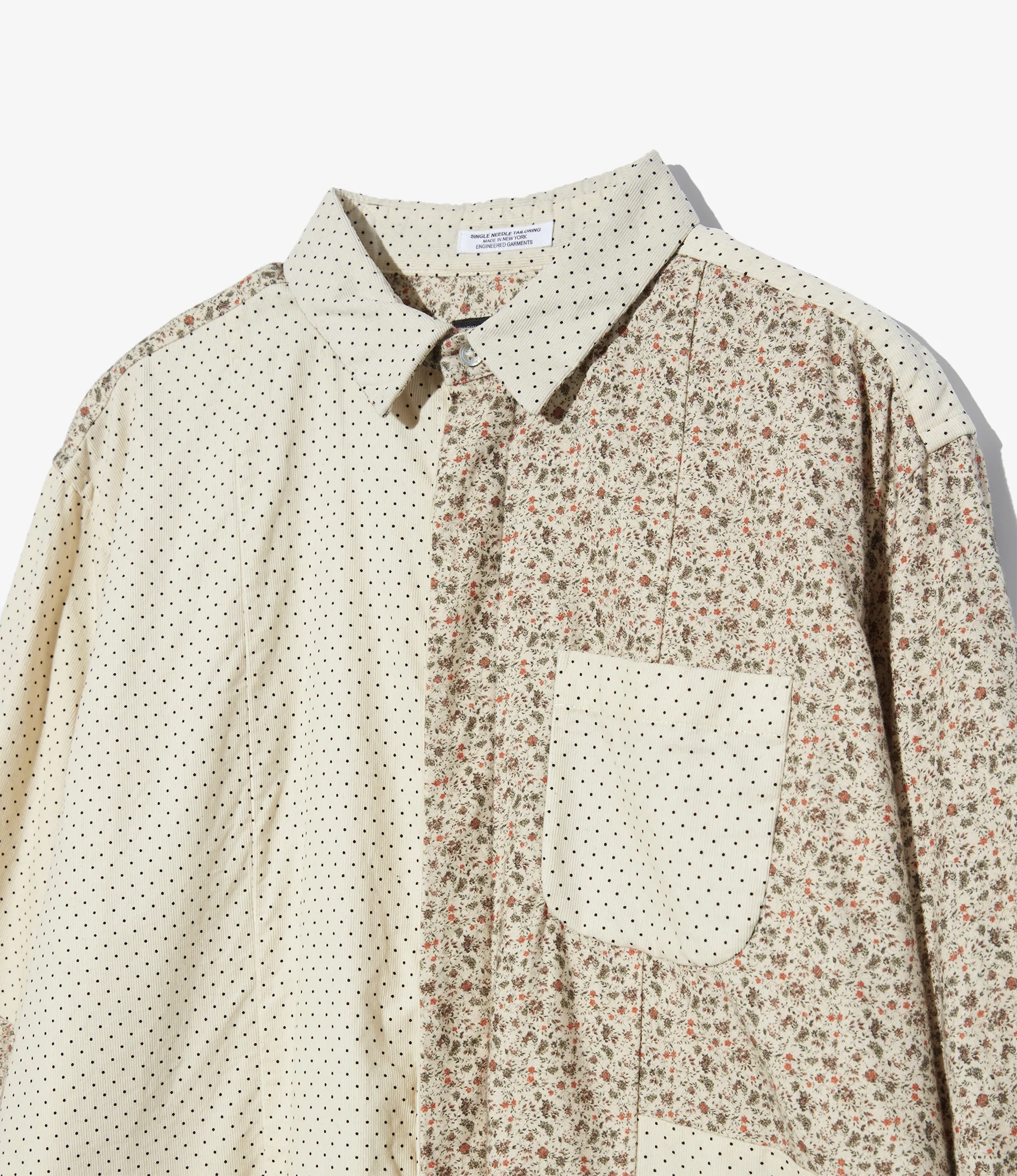 Combo Short Collar Shirt - Ivory 21W Corduroy Polka Dot Print - Image 3