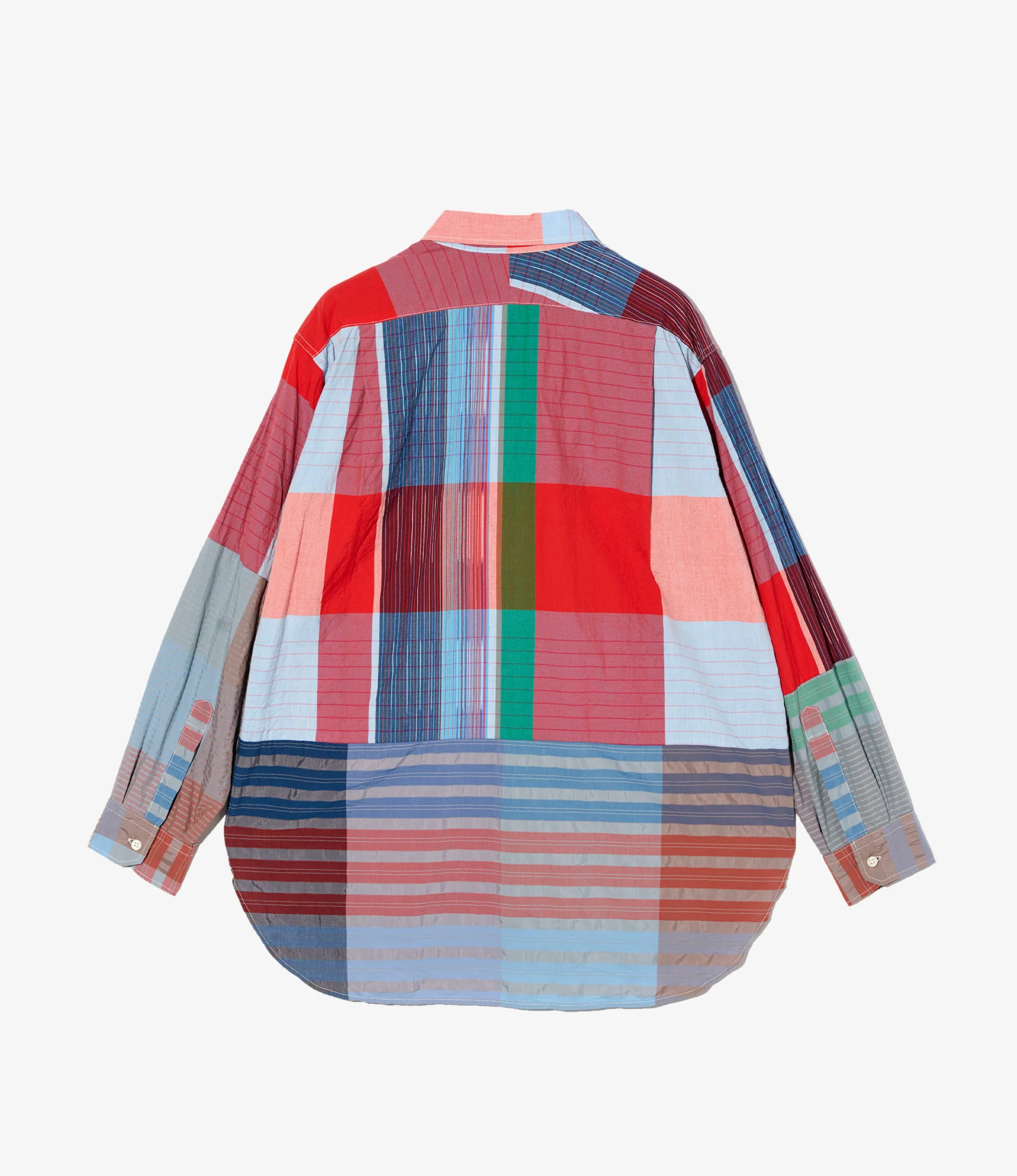 Combo Spread Collar Shirt - Red Cotton Big Madras Plaid - Image 2