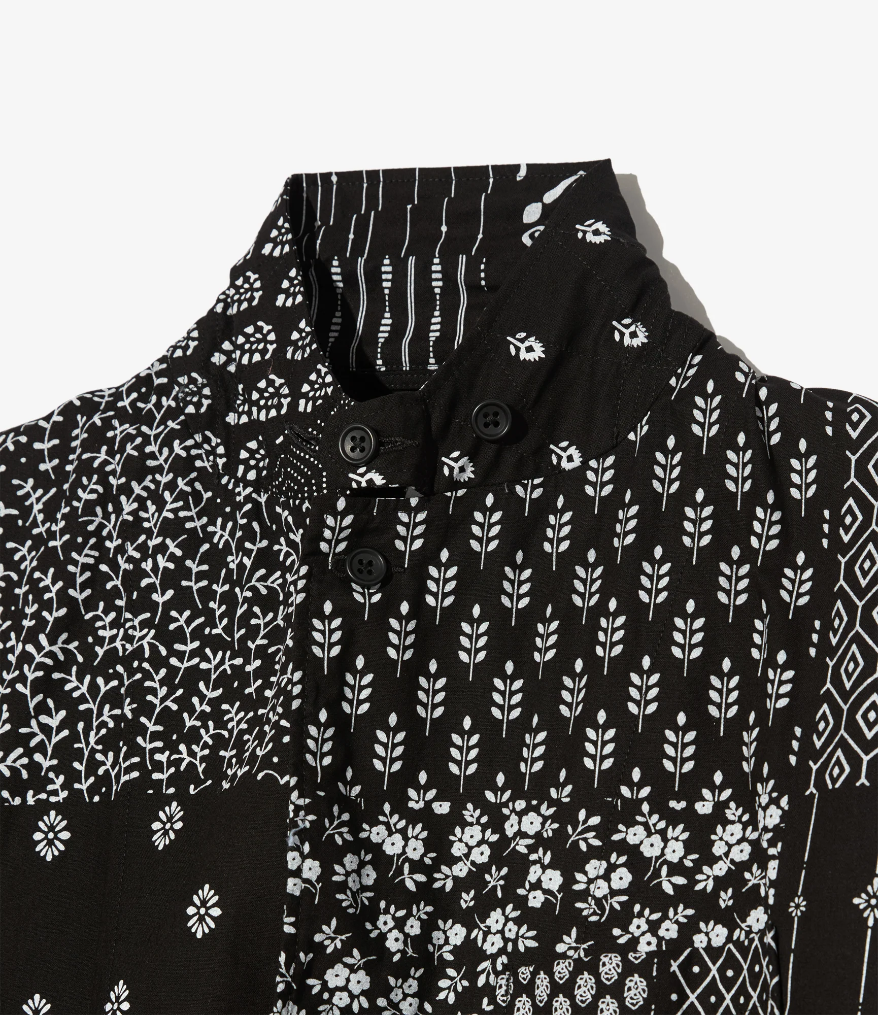 Loiter Jacket - Black/White Cotton Patchwork Print - Image 3