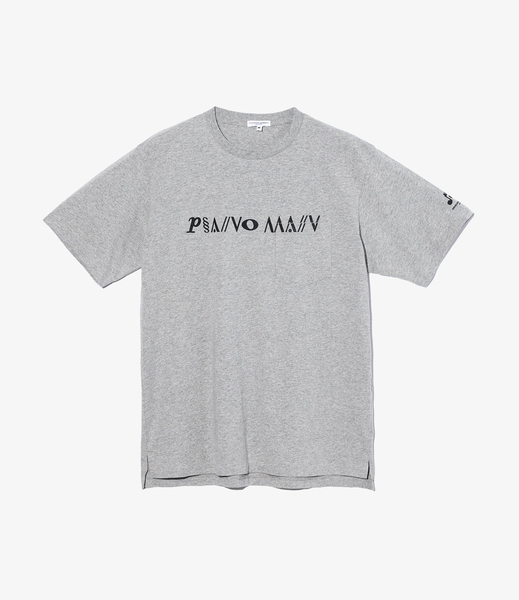 Printed Cross Crew Neck T-Shirt - Grey - Piano