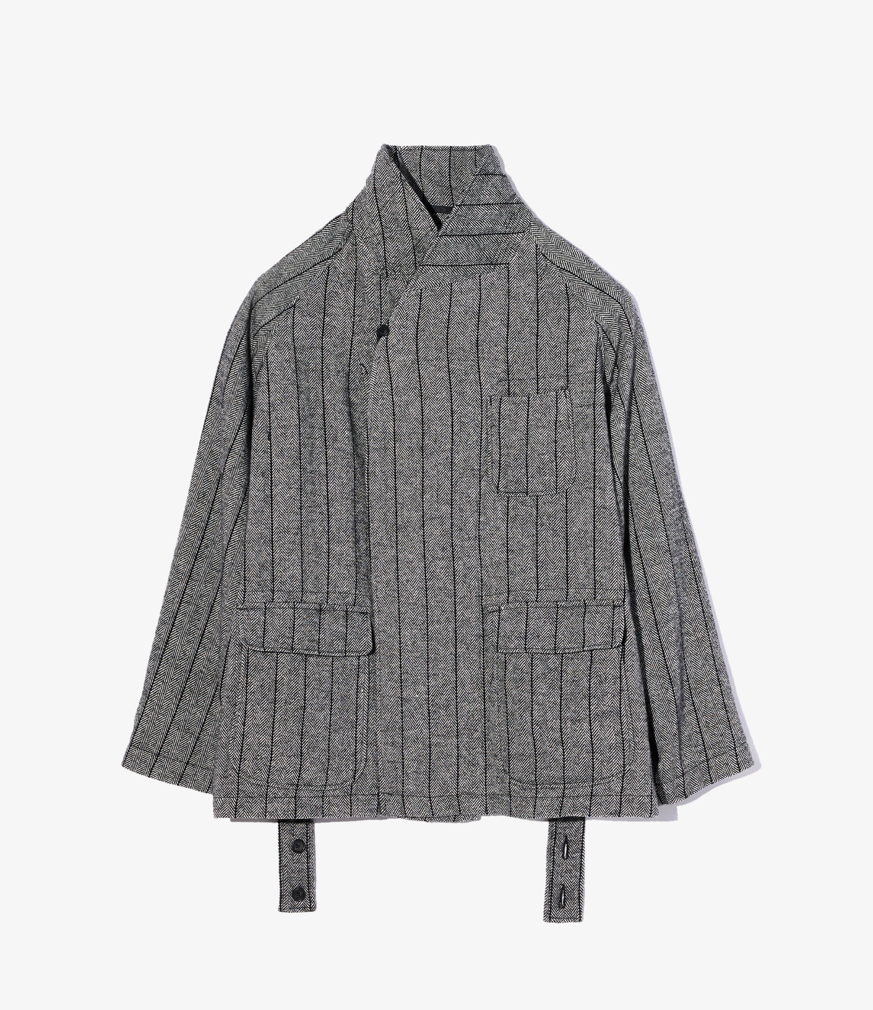 Smoking Jacket - Dk. Grey Wool Striped HB - Image 3