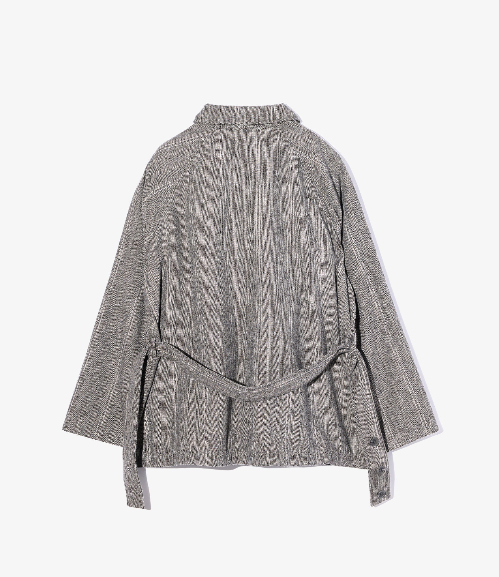 Smoking Jacket - Lt. Grey Wool Striped HB - Image 2