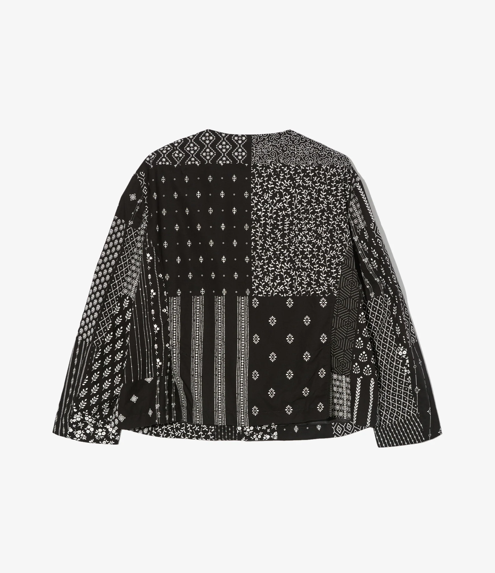 Women's CN Jacket - Black/White Cotton Patchwork Print - Image 2