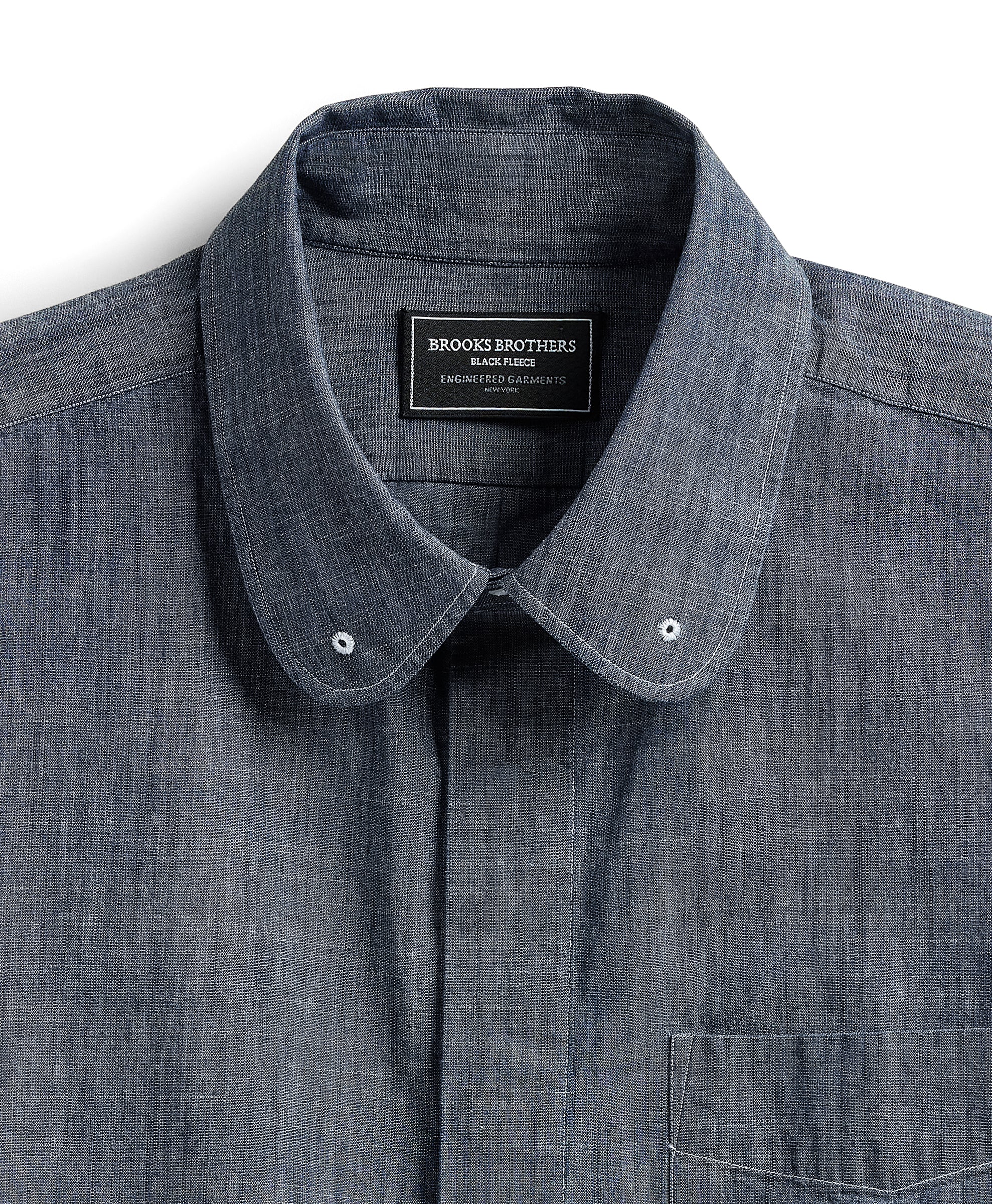 Engineered Garments x Brooks Brothers - Oversized Rounded Collar Pinhole Shirt - Blue Chambray - Image 3