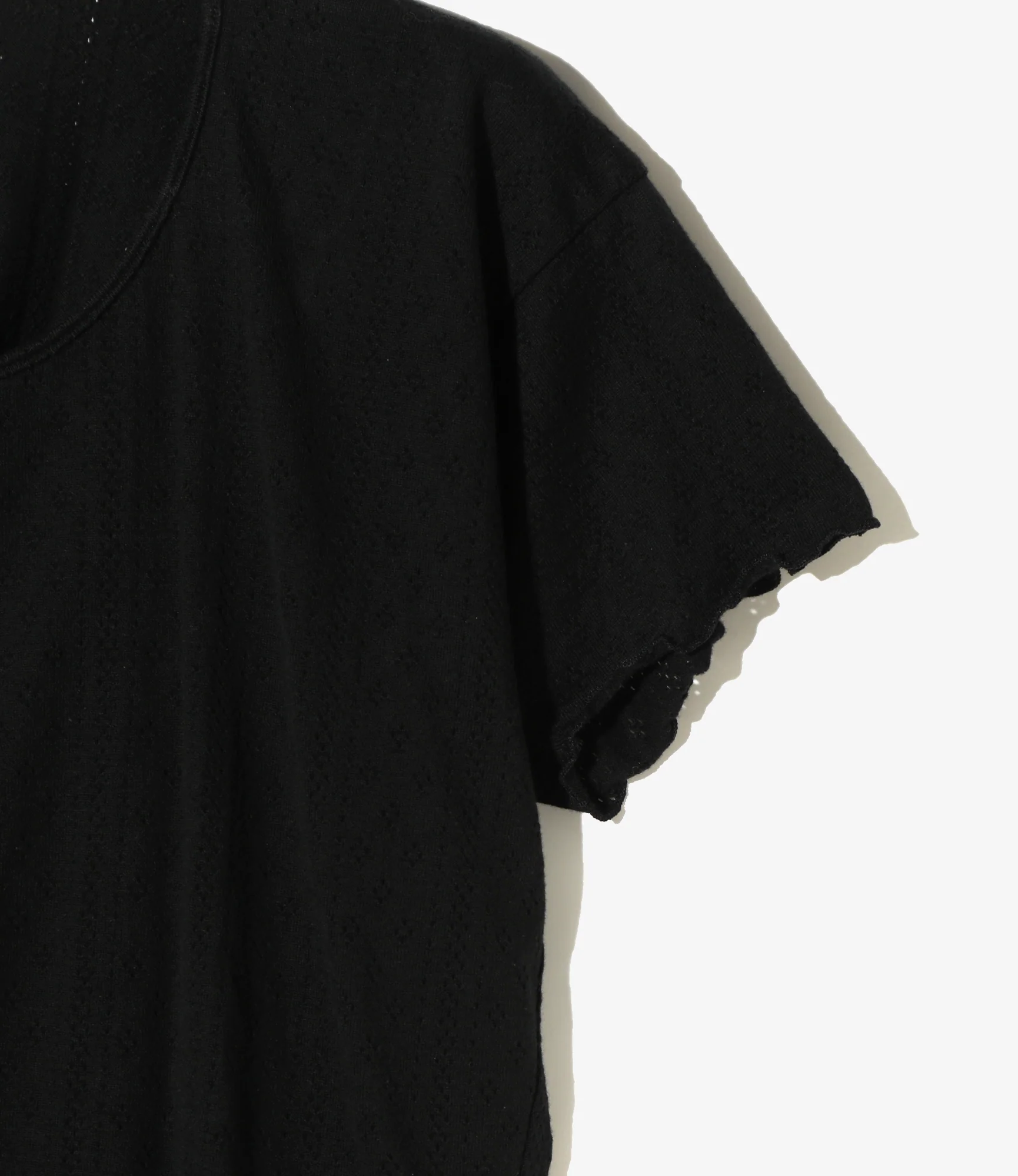 Holed Spencer Tee - Black - Eyelet Jersey - Image 2