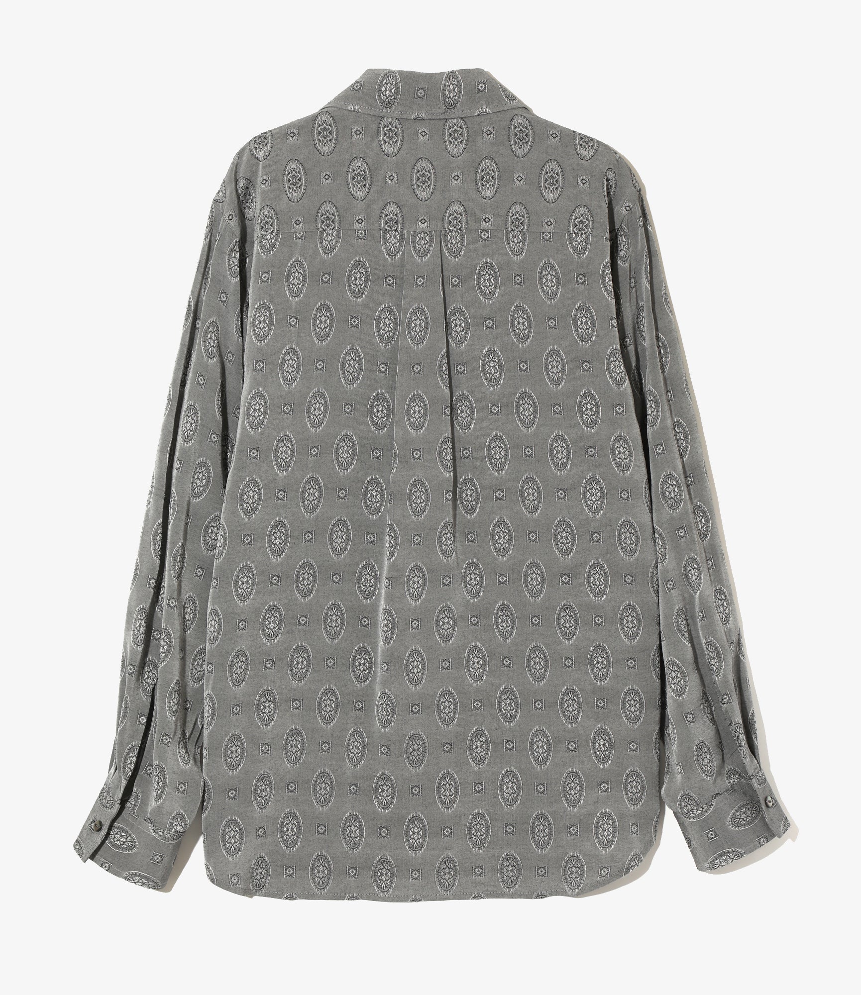 Italian Collar Shirt - Grey - Fine Pattern Jacquard - Image 4