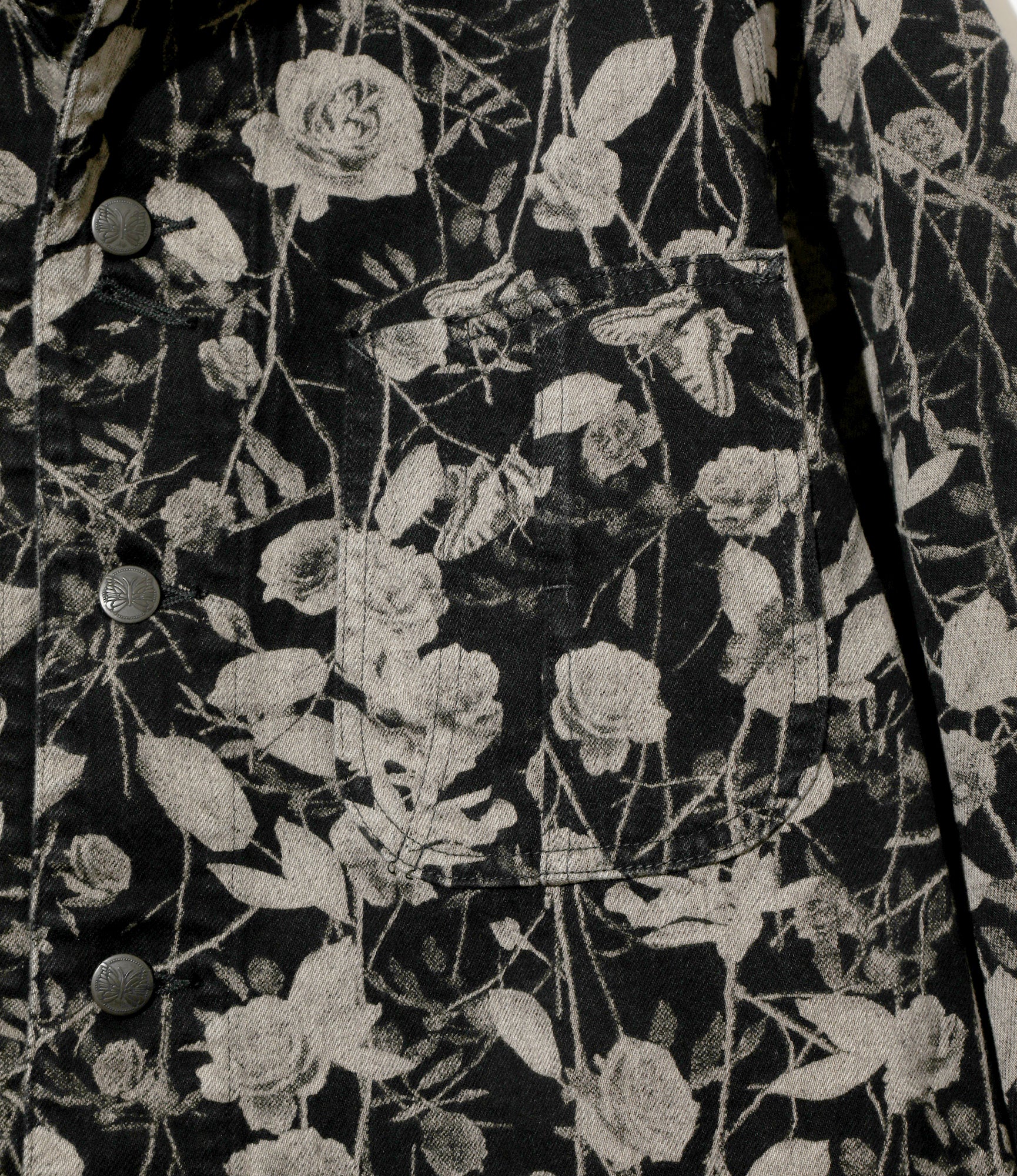 Coverall - Black - 10oz Denim / Rose Printed - Image 2