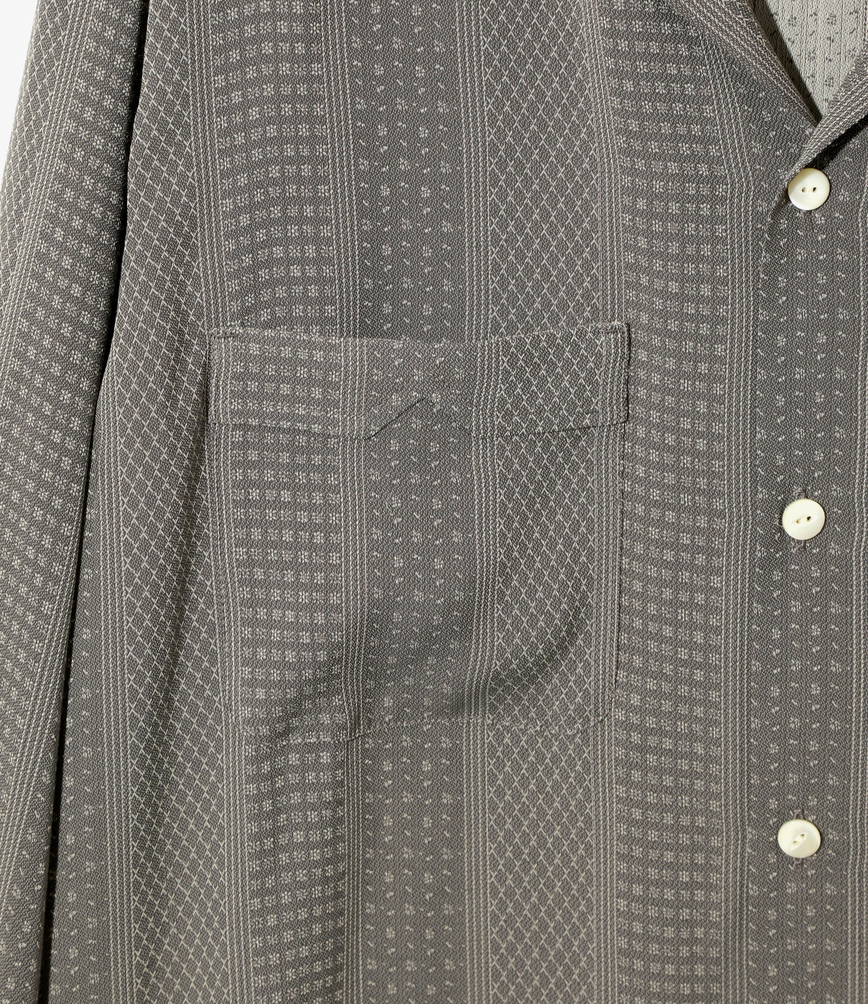 Open Collar Shirt - Grey - Faulourd Stripe Jacquard - Image 3
