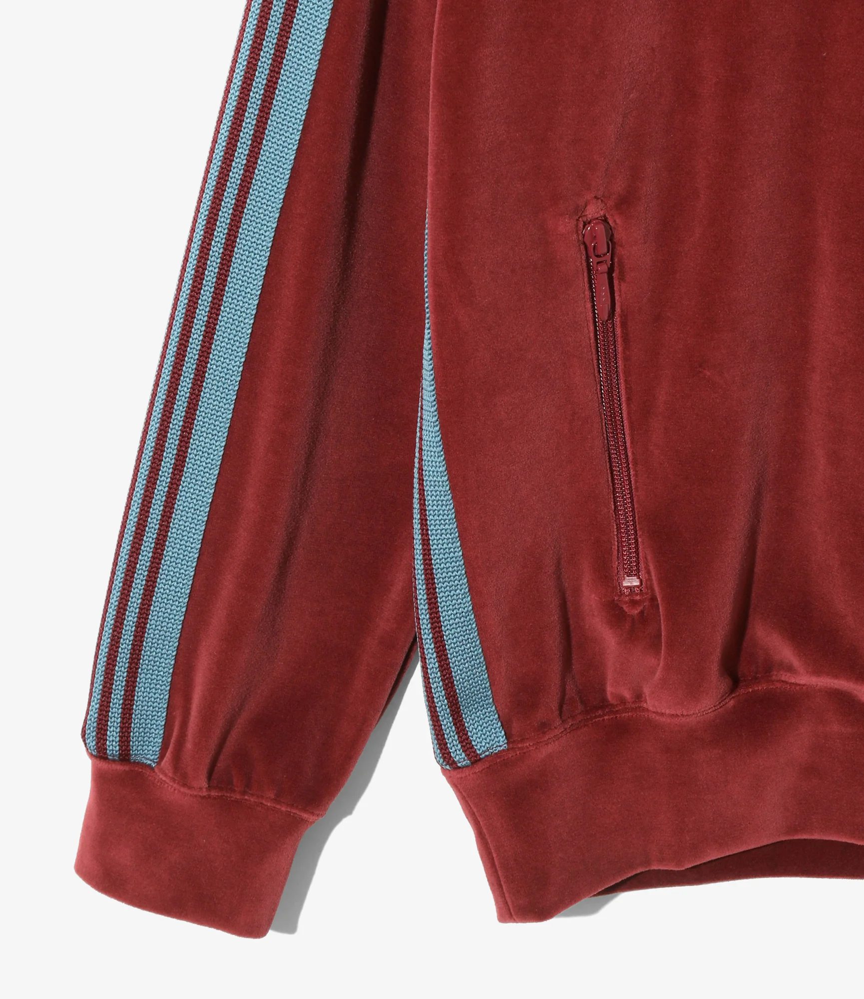 Rib Collar Track Jacket - Burgundy - C/PE Velour - Image 3