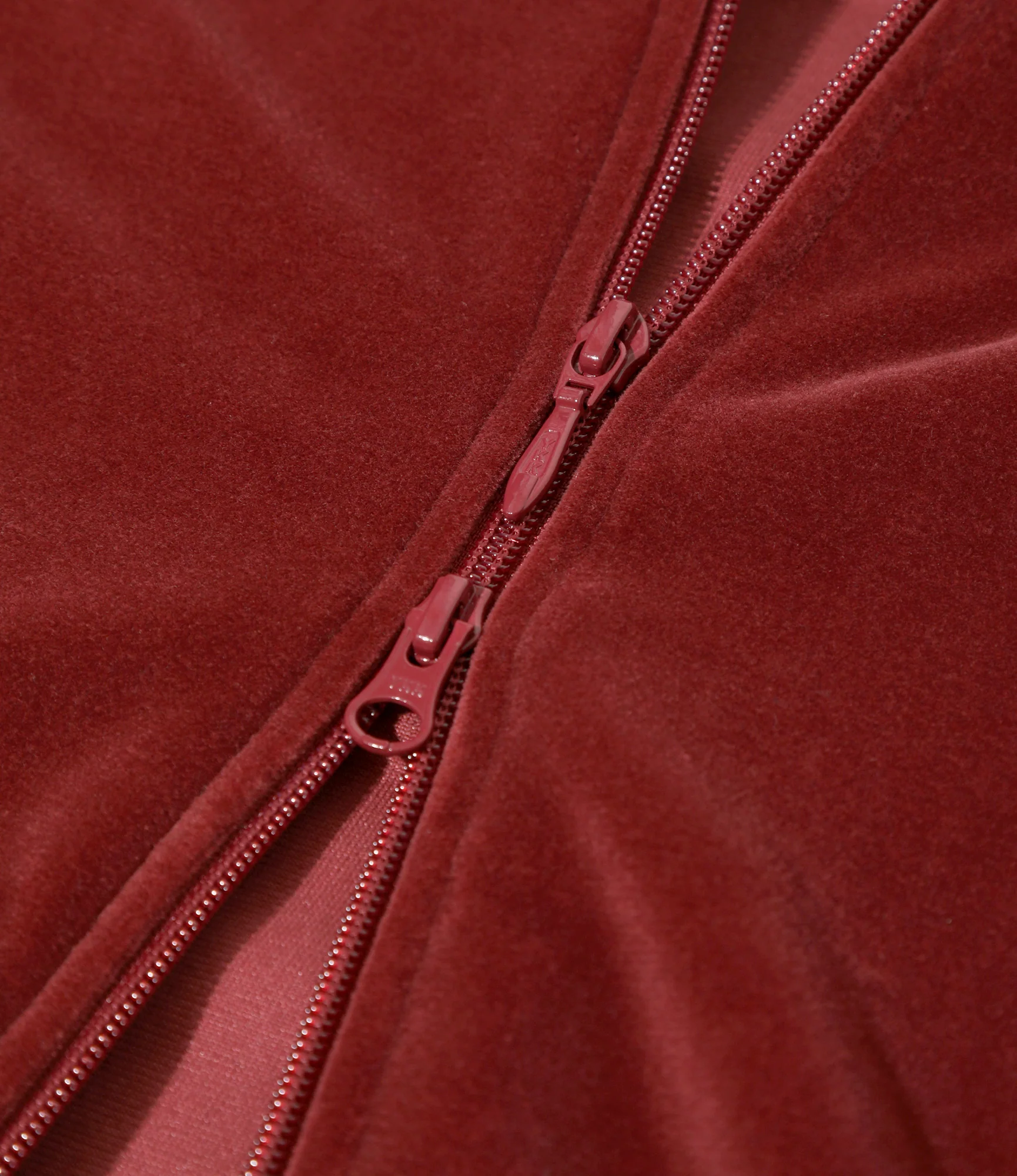 Rib Collar Track Jacket - Burgundy - C/PE Velour - Image 4