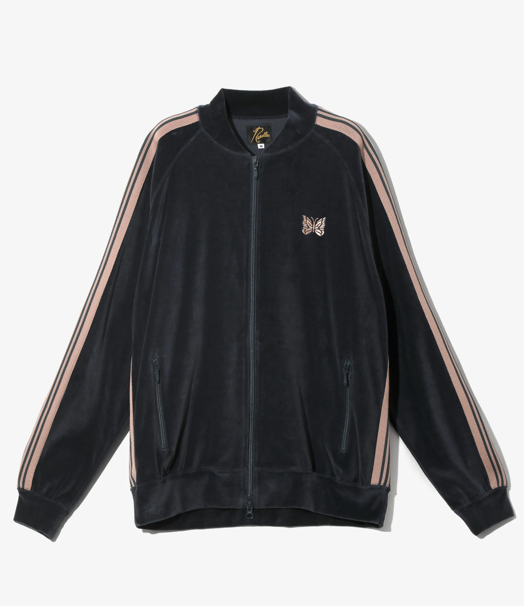 Rib Collar Track Jacket - Steel Blue - C/PE Velour