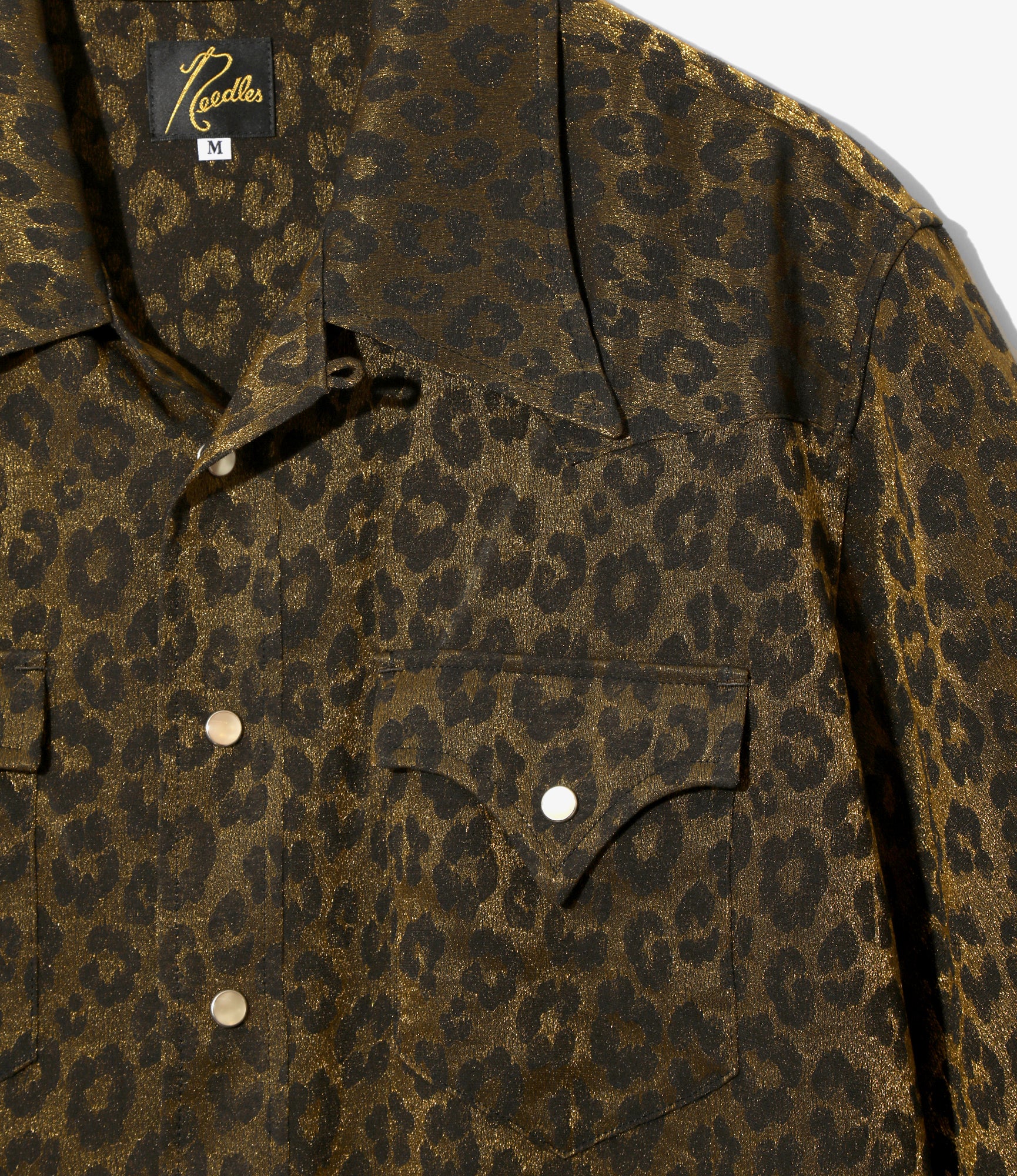 S/S Western Shirt - Gold - Rayon Leopard Jacquard - Image 2