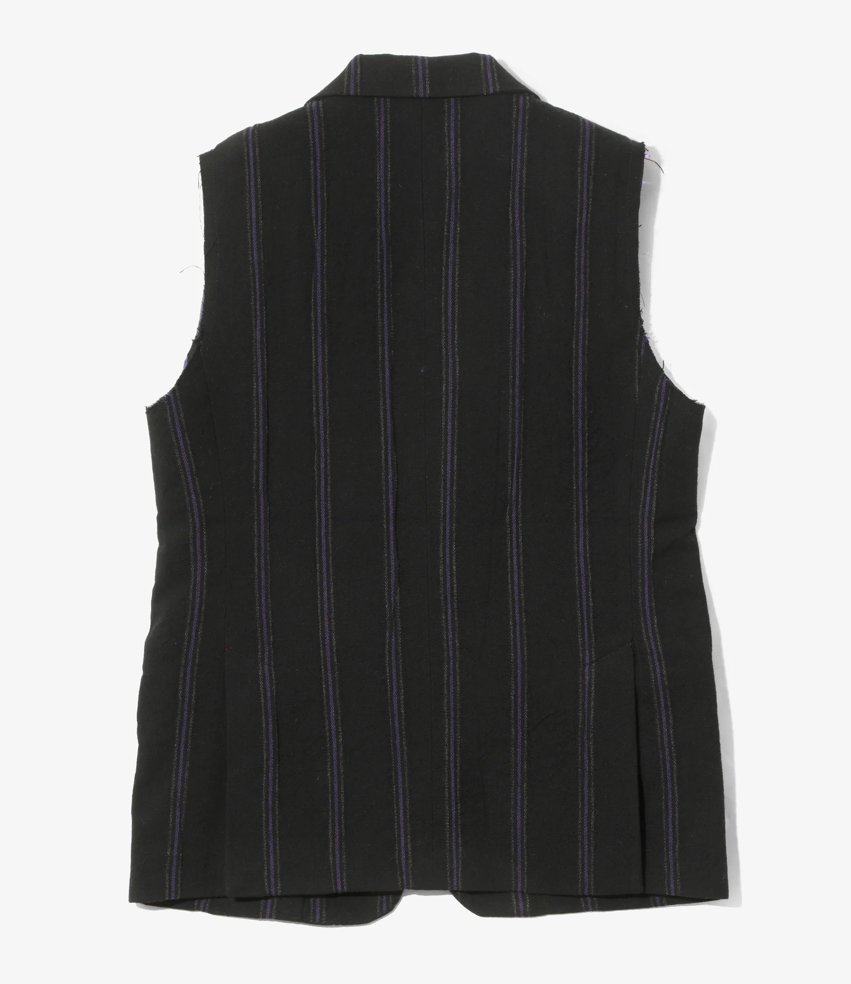 Women's Sleeveless Jacket - Black/Purple - Stripe Tweed - Image 4