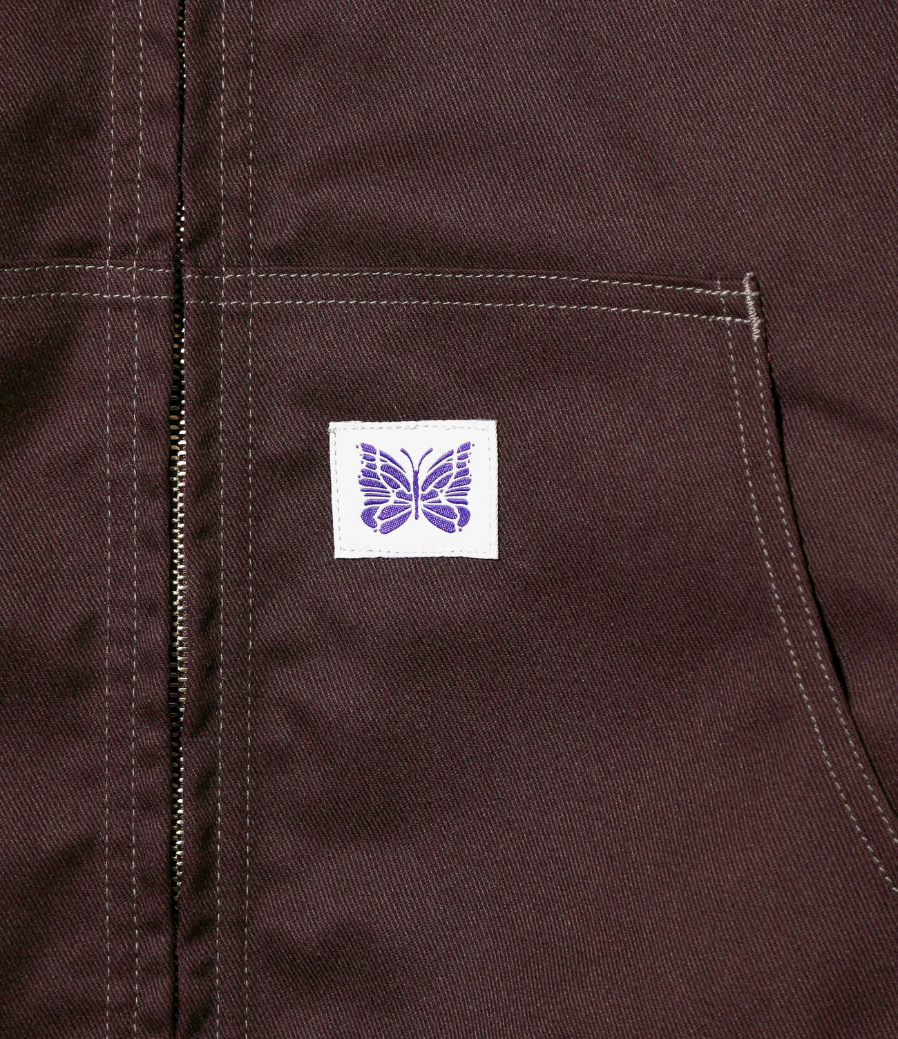 Nepenthes Special Zip Work Hoody - Burgundy - PE/C Twill - Image 3