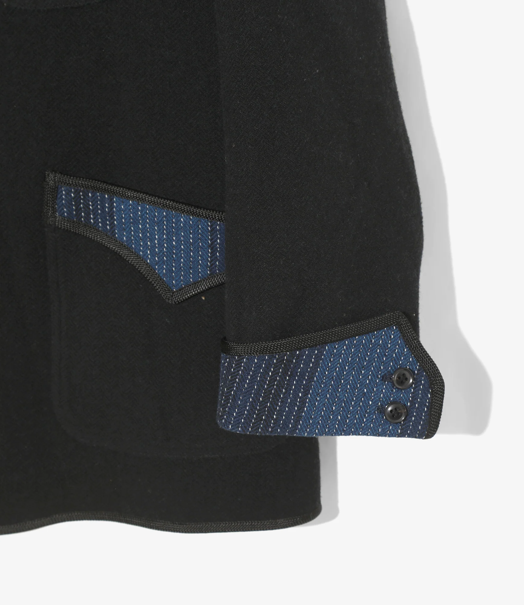 Peaked Lapel Smoking Jacket - Indigo - Wool Double Face - Image 4