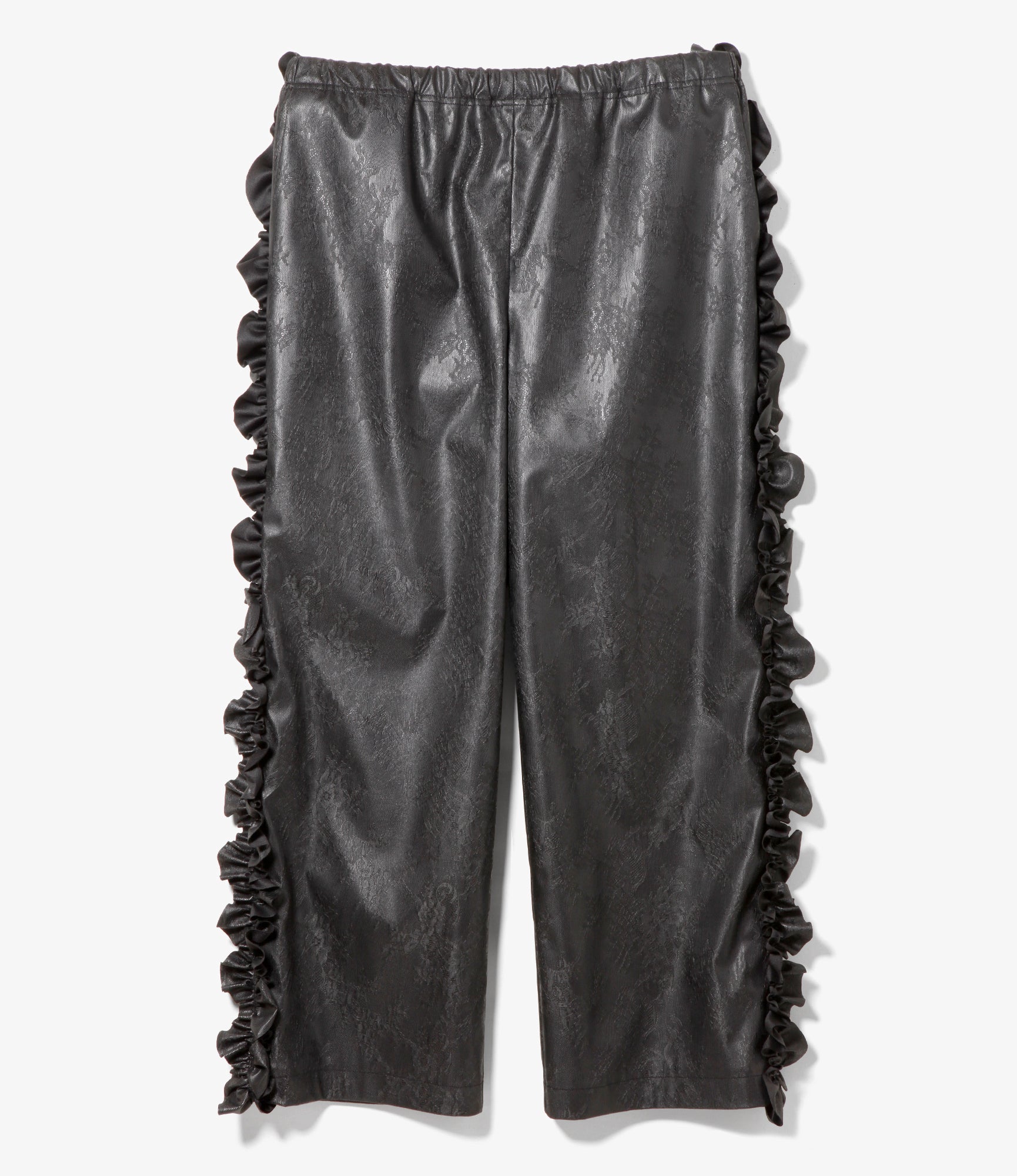 Women's Frill Side Flare Pant - Black - Synthetic Leather
