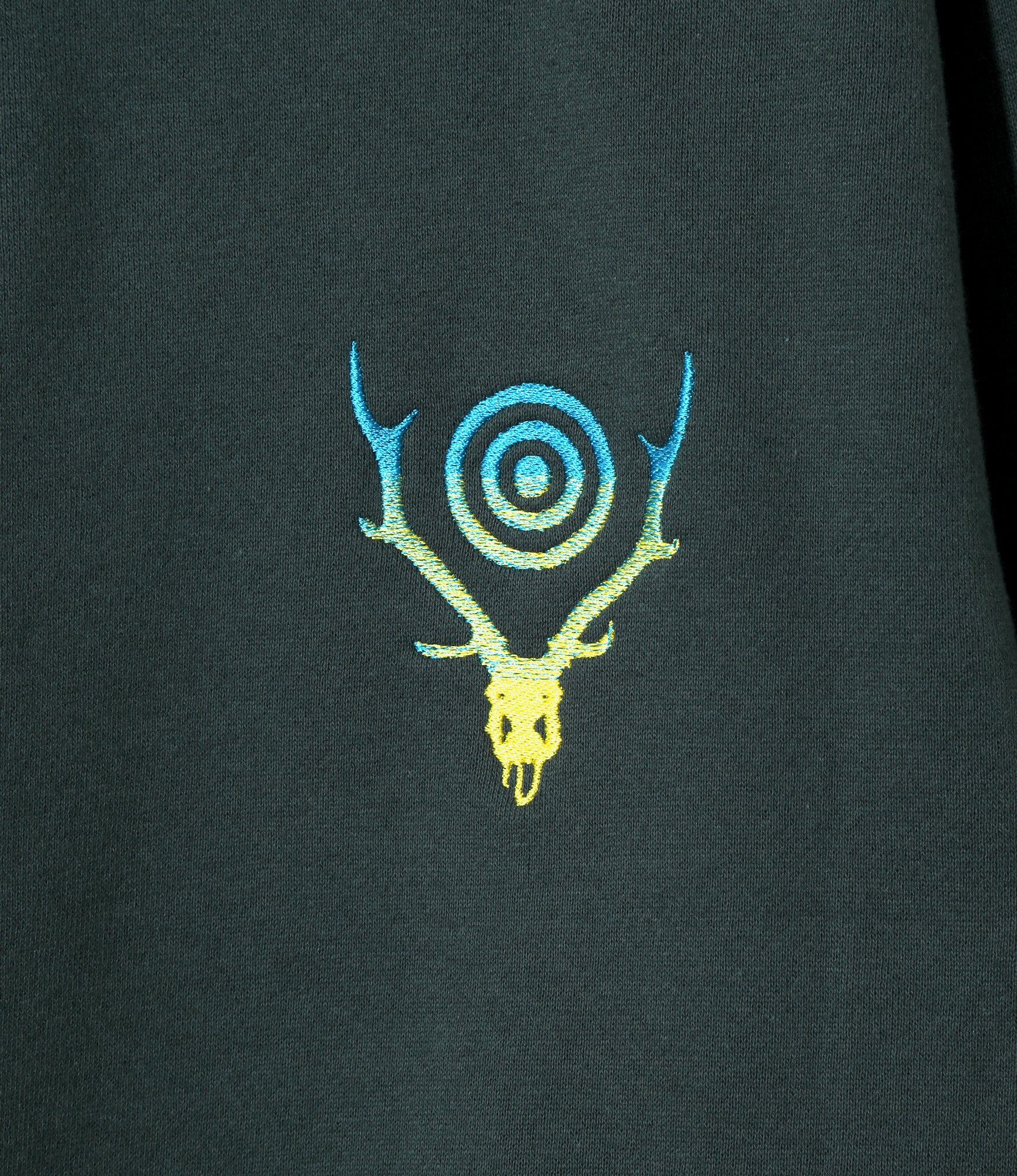Women's Crew Neck Sweat Shirt - Green - Cotton French Terry - Image 2