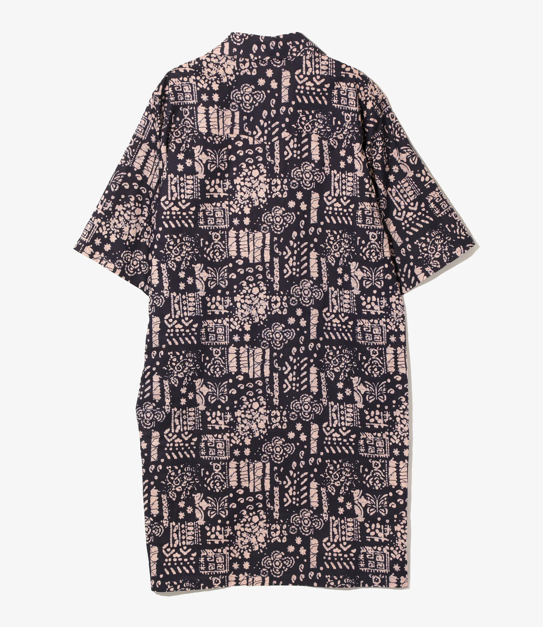 Western Shirt Dress - Navy - Printed Cotton Lawn / Batik - Image 3