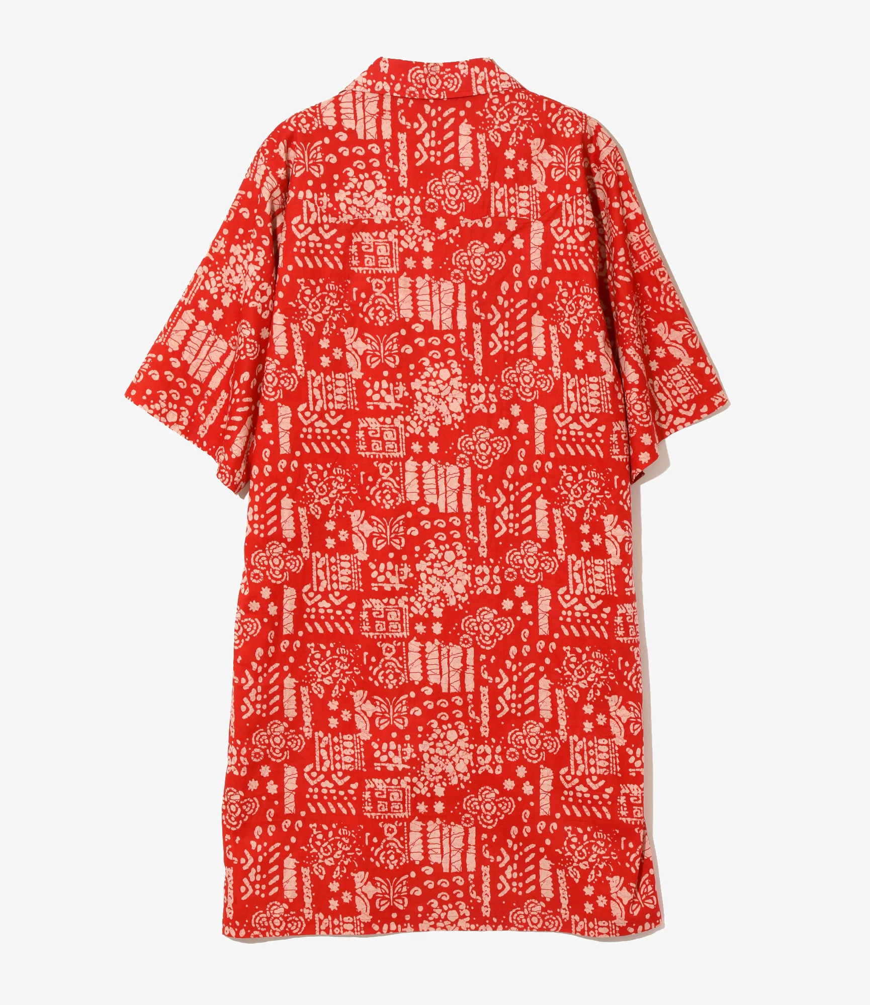Western Shirt Dress - Red - Printed Cotton Lawn / Batik - Image 3