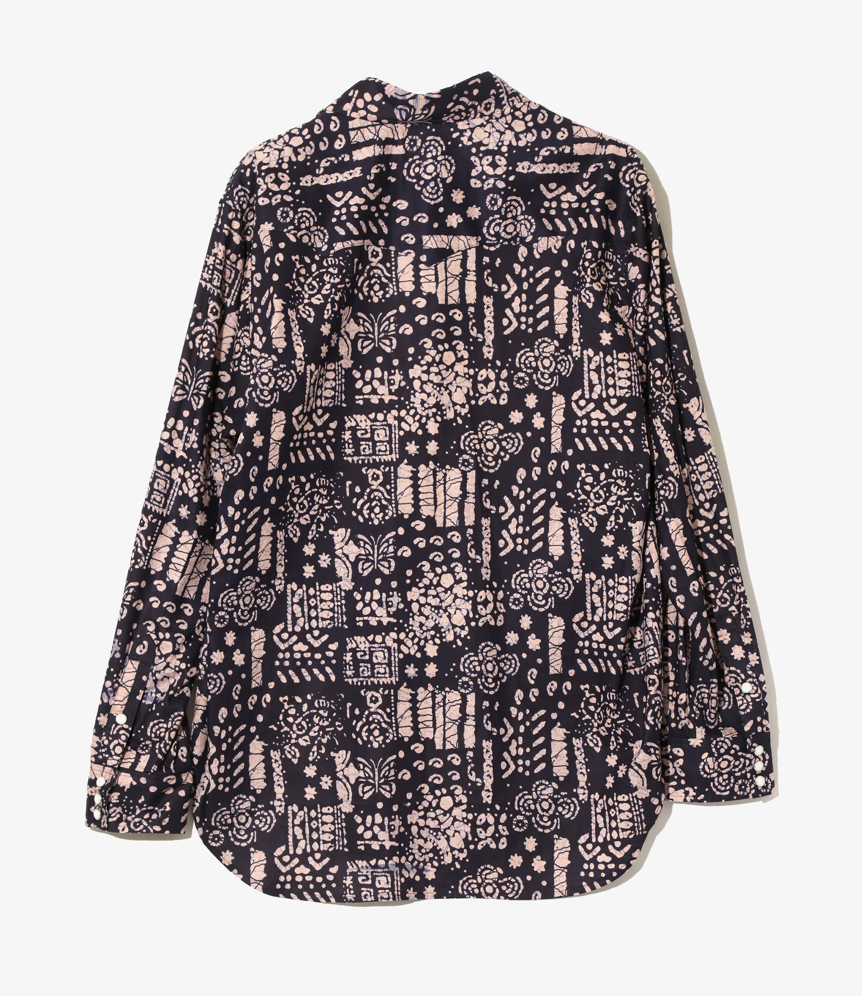 Western Shirt - Navy - Printed Cotton Lawn / Batik - Image 4
